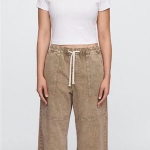 GAP Wide-Leg Drawstring Pants in Light Taupe
